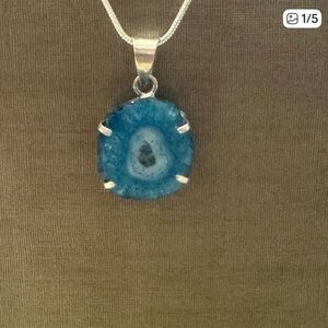 Blue Agate Pendant Necklace